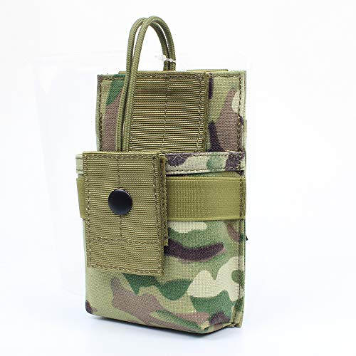 Yunshao MOLLE Tactical Radio Holder Tactical Nylon Short Radio Pouch Small Radio-GPS Pouch -CP Multicam-
