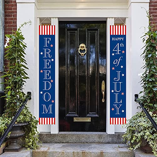 SUNKIM Fourth of July Porch Sign Patriotic Door Decorations"Freedom""4th of July" Independence Day Welcome Banner Blue Red American Outdoor Decor SUNKIM Fourth of July Porch Sign Patriotic Door Decorations"Freedom""4th of July" Independence Day Welcome Banner Blue Red American Outdoor Decor