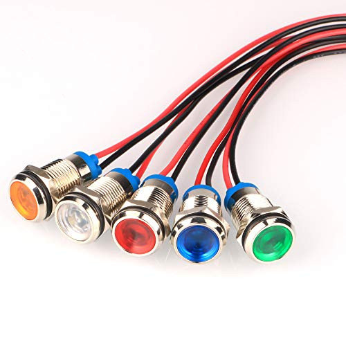 12V LED Metal Indicator Light 24V 10mm LED Metal Signal Indicator Waterproof Indicator Light 12V 8mm Car LED Indicator Light Bulb 24V Pilot Dash Light