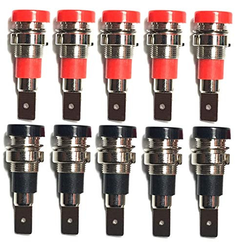 QMseller 10Pcs Black and Red 4mm Banana Jack Socket Female Adapter Panel Mount Binding Post for 4mm Banana Plug Connectors