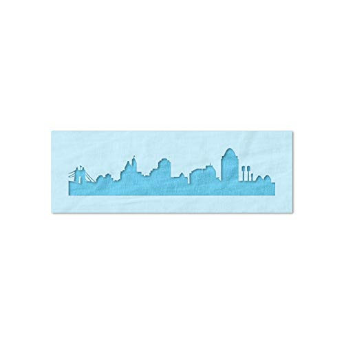 Stencil Stop Cincinnati Skyline Stencil - Reusable for DIY Projects Painting Drawing Crafts - 14 Mil Mylar Plastic -3 x 0.69 inches-
