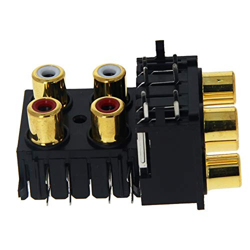 Fielect 5pcs AV Concentric Outlet 4 RCA Female Jack 8-Pin Connector Socket Panel Mount Audio Video Jack Connector Socket