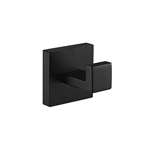 Durafe Square Towel Hook Stainless Steel 304 Bathroom Single Bath Bathroom Wall Hook Clothes Hanger Wall Mounted Matte Black