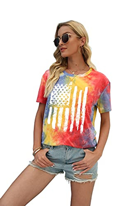 LUKYCILD 4th of July Shirt Women American Flag Vintage Graphic T-Shirt Star Stripes Patriotic Tee Tops -Z_red Yellow XX-Large- LUKYCILD 4th of July Shirt Women American Flag Vintage Graphic T-Shirt Star Stripes Patriotic Tee Tops -Z_red Yellow XX-Large-