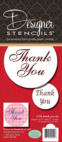 Designer Stencils Thank You Cookie and Cupcake Stencil Set Beige-Semi-Transparent
