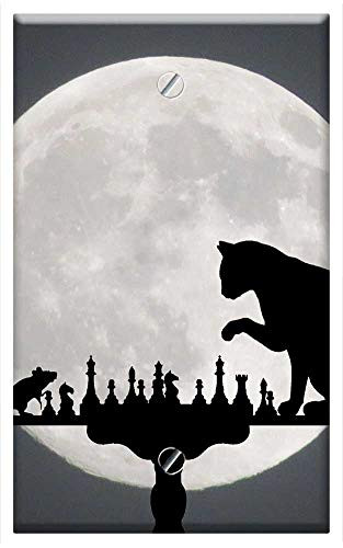 Single-Gang Blank Wall Plate Cover - Cat Mouse Silhouette