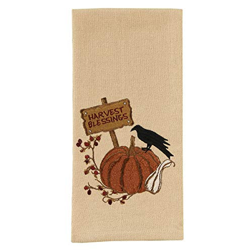 Park Designs Crow Pumpkin Embroidered Dishtowel