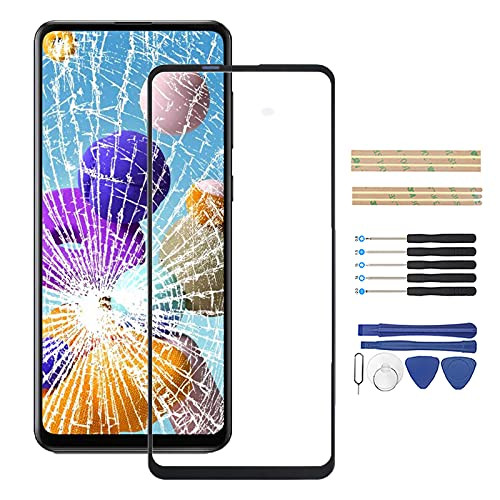 OCOLOR Black Front Glass for Samsung Galaxy A21 2020 Touch Screen Outer Lens Panel for SM-A215U SM-A215W SM-A215DL Front Display Replacement incl Tools-No LCD and Touch Digitizer-