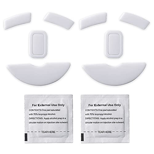 2 Sets White Rounded Curved Edges Mouse Feet Pads Skates Compatible for Razer Mamba Wireless Gaming Mouse