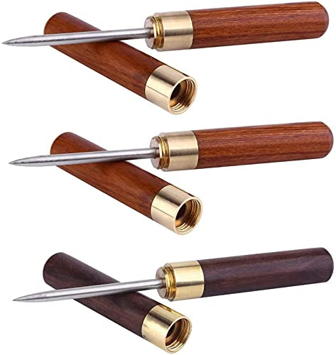 Ice Pick Stainless Steel Portable Stainless Steel Ice Picks with Wooden Handle and Safety Cover Kitchen Tool for Kitchen Bars Bartender Picnics Camping Ice Pick with Cover 3 Pcs