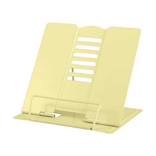 MSDADA Desk Book Stand Metal Reading Rest Book Holder Adjustable Cookbook Documents Holder Portable Sturdy Bookstands for Recipes Textbooks Tablet Music Books with Page Clips -Light Yellow- MSDADA Desk Book Stand Metal Reading Rest Book Holder Adjustable Cookbook Documents Holder Portable Sturdy Bookstands for Recipes Textbooks Tablet Music Books with Page Clips -Light Yellow-