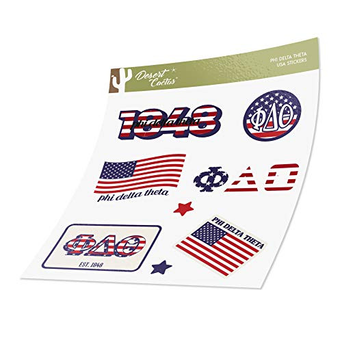 Phi Delta Theta Sticker Decal Laptop Water Bottle Car -USA Sheet-