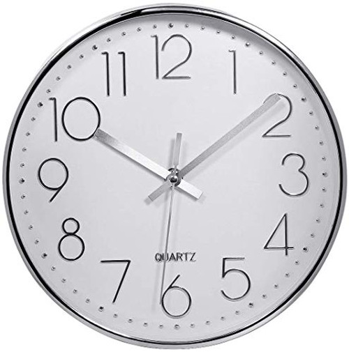 10-Inch Non-Ticking Wall Clock Silent Battery Operated Wall Clock with ABS Frame HD Glass Cover for Kids Living Room Bedroom Kitchen School Office Décor?Upgraded?