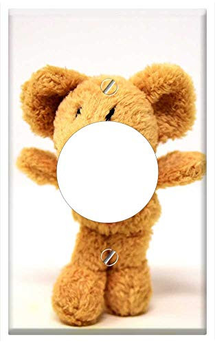 Single Hole Device Receptacle Wall Plate Cover - Mouse Heart Love Stuffed Animal Soft Toy Cute