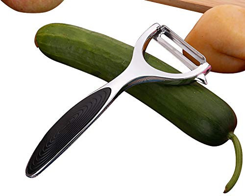 Potato Vegetable Peelers for Kitchen Premium Stainless Steel Y Shape Swivel Peelers for veggie with Ergonomic Non-Slip Handle  and  Sharp Blade Good Grip  and  Durable-Black-