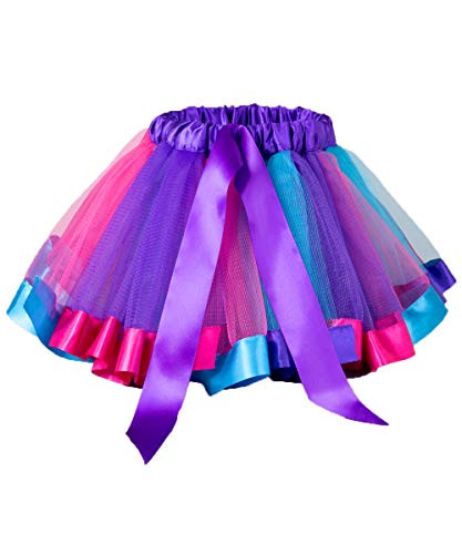 Rainbow Tutu Skirt for Newborn Baby Girls 1st Birthday Photography Outfit Sets. -Deep Purple Medium-