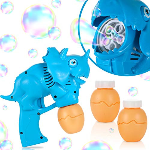 Bubble Gun for Kids and Toddlers Bubble Blower Machine with Concentrated Solution Refill Fun Bubble Maker with 2 Dinosaur Eggs Bubble Liquid Outdoor Toy Blaster Game for Wedding and Birthday Party