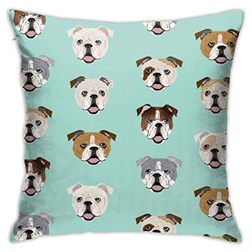 antoipyns English Bulldog Faces Throw Pillow Cover Decorative Pillow Case Home Decor Square 18x18 Inches Pillowcase