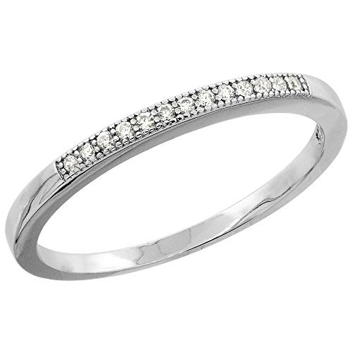 Sterling Silver Micro Pave Cubic Zirconia Ladies' Thin Half Eternity Wedding Band Size 6