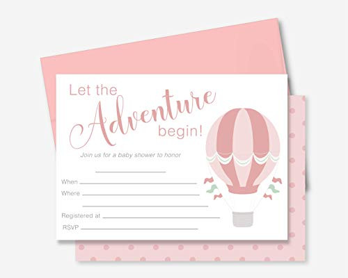 12ct Hot Air Balloon Baby Shower Invitations Envelopes Included 5x7 -INVT-280-G-