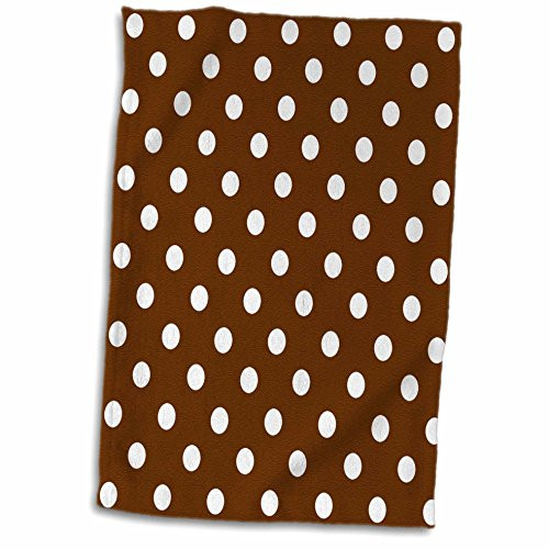 3D Rose Brown and White Polka Dot Print TWL_35548_1 Towel 15" x 22"