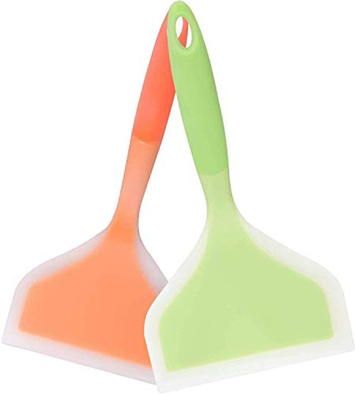 NHXTDWL Silicone Spatula Silicone 2 Pieces Silicone Pancakes Shovel Wide Spatula Turner Silicone Wide Flexible Turner for Nonstick Cookware Egg Cookie Omelette -Green plusOrange- NHXTDWL Silicone Spatula Silicone 2 Pieces Silicone Pancakes Shovel Wide Spatula Turner Silicone Wide Flexible Turner for Nonstick Cookware Egg Cookie Omelette -Green plusOrange-