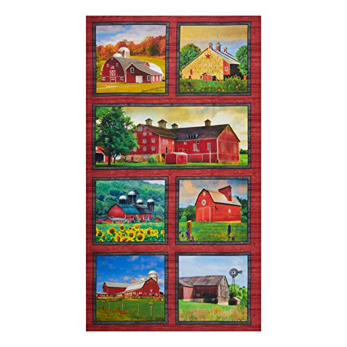 Benartex Land I Love Country Barns 24'' Panel Fabric Multi