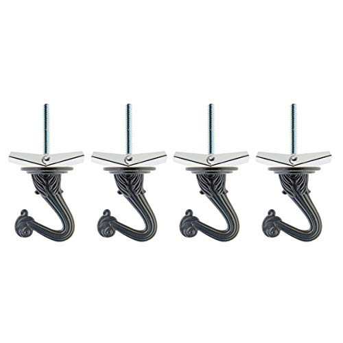 Penck Swag Hooks for Ceiling Hanging - Decorative Ceiling Hooks for Hanging Plants - Heavy Duty Hooks with Hardware for Ceiling Installation Cavity Wall Fixing Bronze 4-Pack