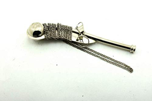 Unique Nautical Solid Brass-Silver Boatswain -Bosun- Whistle with 5" Brass