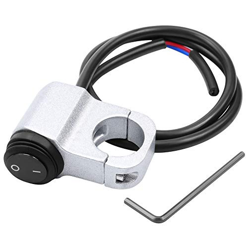 2 Wires Motorcycle Handlebar Switch Waterproof IP68 12V Push Button Handlebar Switch CNC Aluminium Alloy Double Coating Fits 7-8" -22mm- Handlebars