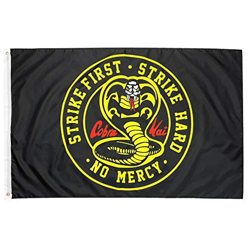 WYFGL 3×5 Ft Cobra Kai Strike First Karate Kid Flag The Karate Kid with Brass Grommets 100D Double Stitched Banner Decor