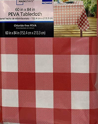 Mainstays Vinyl Tablecloth 60x84 Red Check Theme