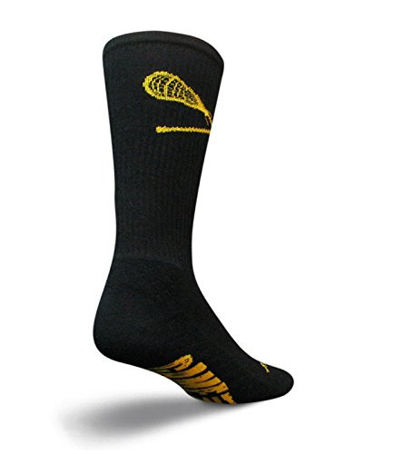 SockGuy Crew 8in LAX Padded Lacrosse Socks - Black - Small-Medium