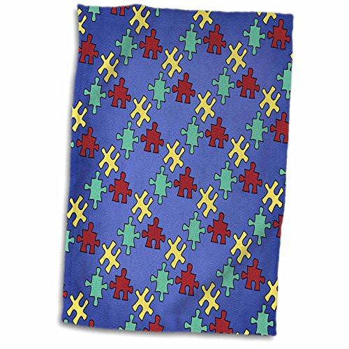 3D Rose Autism Puzzle Background Awareness Cause Design Hand-Sports Towel 15 x 22