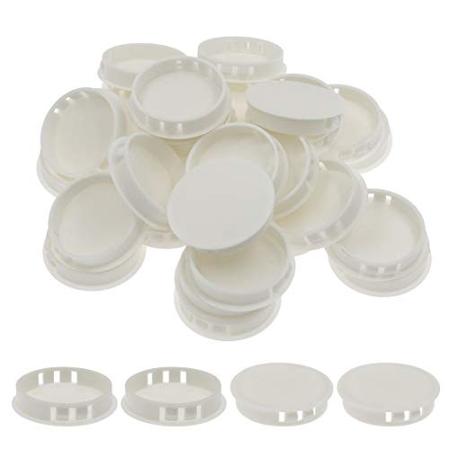 Suiwotin 30PCS 50mm-2" White Hole Plugs Plastic Flush Type Hole Plugs Snap in Locking Hole Tube Furniture Fencing Post Pipe Insert End Caps -White-