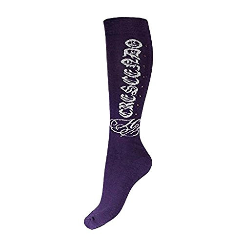 Horze Crescendo Crystal Winter Knee Socks Sweet Grape Purple 8.5-10