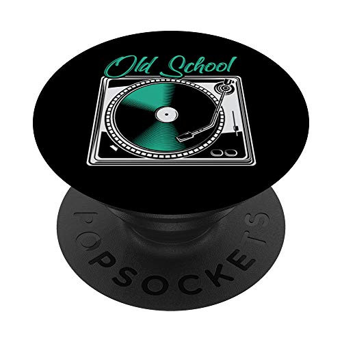 Dj Old School Turntable Deejay Disk Jockey Vinyl Djing PopSockets Grip and Stand for Phones and Tablets