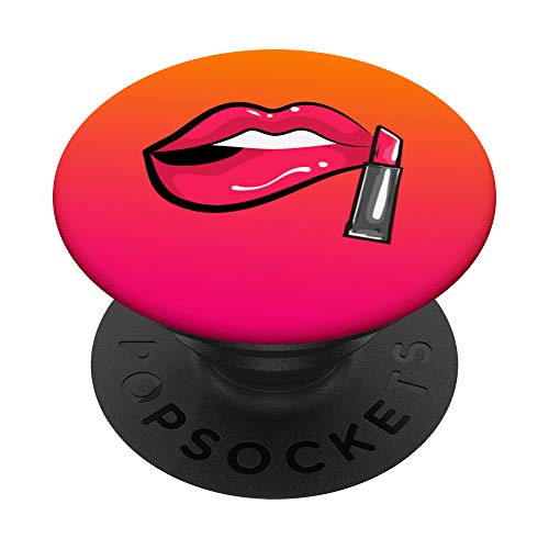 Lip Biting Makeup Design On Gradient Background PopSockets PopGrip- Swappable Grip for Phones  and  Tablets
