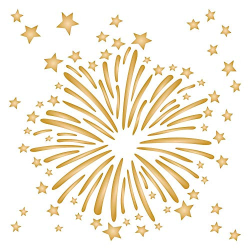 Firework Stencil 4.5 x 4.5 inch -S- - Mix Media Layering Fireworks Stencils for Painting Template