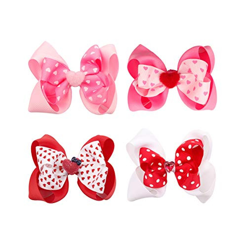 Valentines Hair Clips Pin with Bow Girls Kids Bowknot HairClips Hairpins JHV08 -Set H-