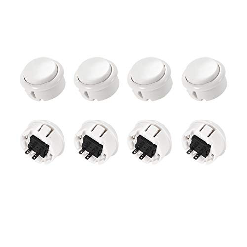 uxcell 30mm Mounting Hole Momentary Game Push Button Switch for Arcade Video Games White 8pcs