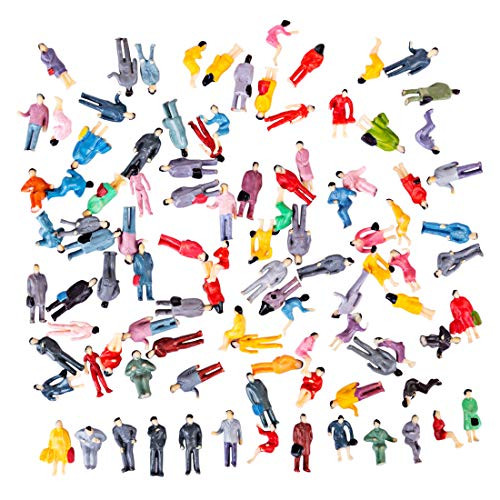 Haoun 100Pcs Miniature Figures Model HO Scale 1-87 Seated and Standing People Figures Passengers for Miniature Scenes Train Railway Sand Table