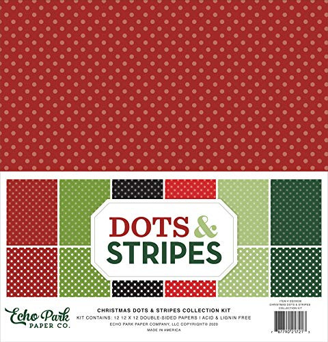 Echo Park Paper Company Dots  and  Stripes -Christmas Collection Kit red Green Black