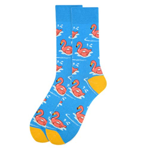 Men's Blue Pink Flamingos Bird Novelty Crew Dress and Trouser Socks Men's Blue Pink Flamingos Bird Novelty Crew Dress and Trouser Socks