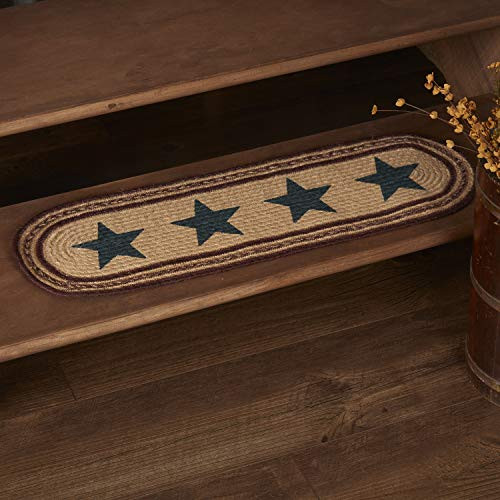 Americana Primitive Flooring - Potomac Tan Stencil Stars Oval Jute Stair Tread Americana Primitive Flooring - Potomac Tan Stencil Stars Oval Jute Stair Tread