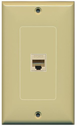 RiteAV Decorative 1 Gang 1 Port Cat6 Wall Plate - Ivory-Ivory - Bracket Included