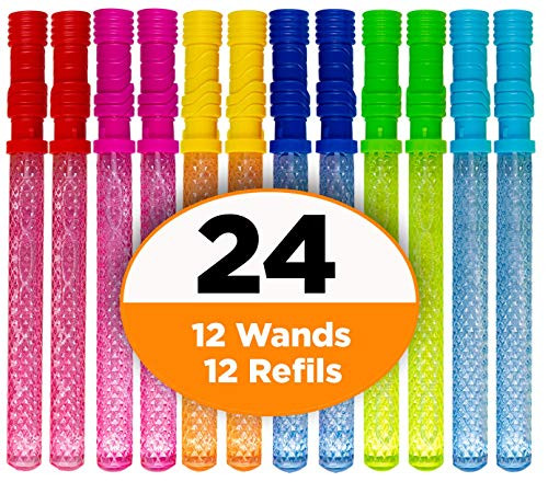 Bubble Wands for Kids Party 14 Big Bubble Wands (1 Dozen) +FREE 12 Bubble Refills, 6 Assorted Colors, Children Birthday Party Favors, Bubbles for Kids Activity Toy Wand, Birthday Party Favor Toys Bubble Wands for Kids Party 14 Big Bubble Wands (1 Dozen) +FREE 12 Bubble Refills, 6 Assorted Colors, Children Birthday Party Favors, Bubbles for Kids Activity Toy Wand, Birthday Party Favor Toys