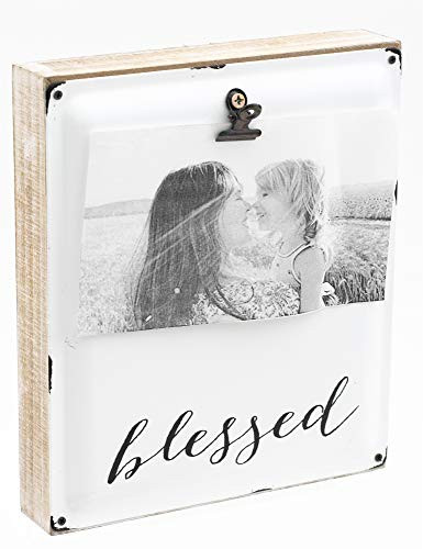The Bridge Collection 'Blessed' Rustic Block Sign Picture Clip