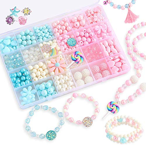 Bead Kits for Girls - Kids Crafts Girls Jewelry Making Kits Colorful Acrylic Girls Bead Set Jewelry Crafting Set