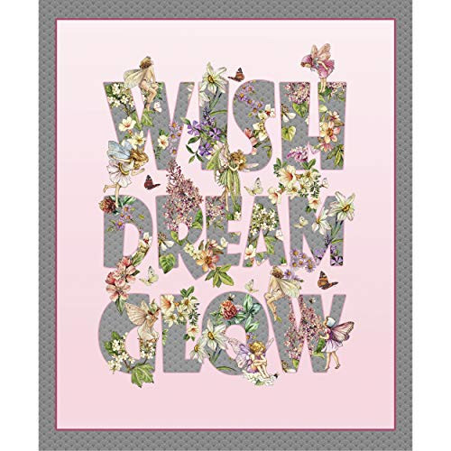 Michael Miller Songs of The Flower Fairies Wish Dream Glow 36'' Panel Fabric Pink